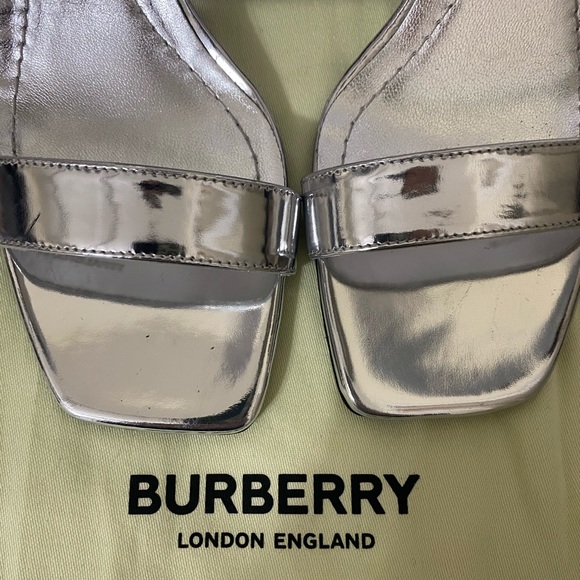 Burberry Pirmont Croc-Embossed Block Heel Sandals - Picture 7 of 7